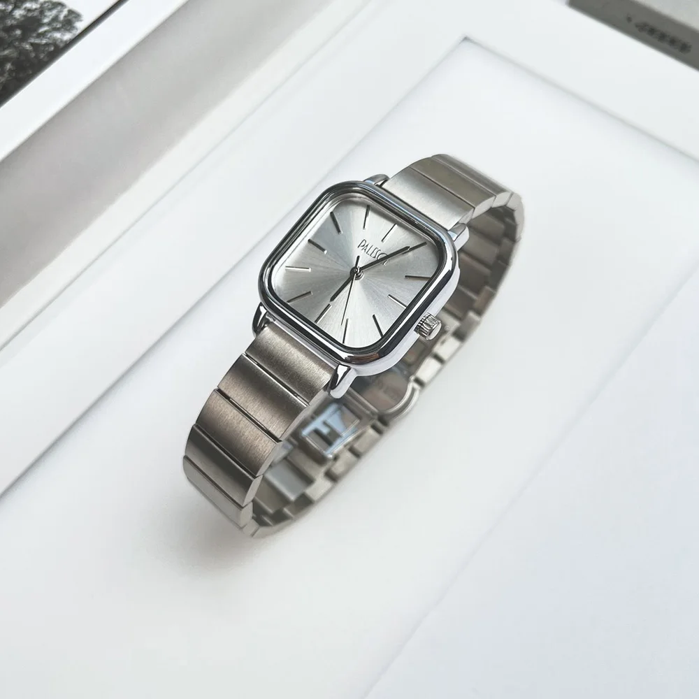 

Элегантные высококачественные женские часы, простой квадратный циферблат, золотой, серебряный ремешок из нержавеющей стали, женские кварцевые наручные часы, подарки