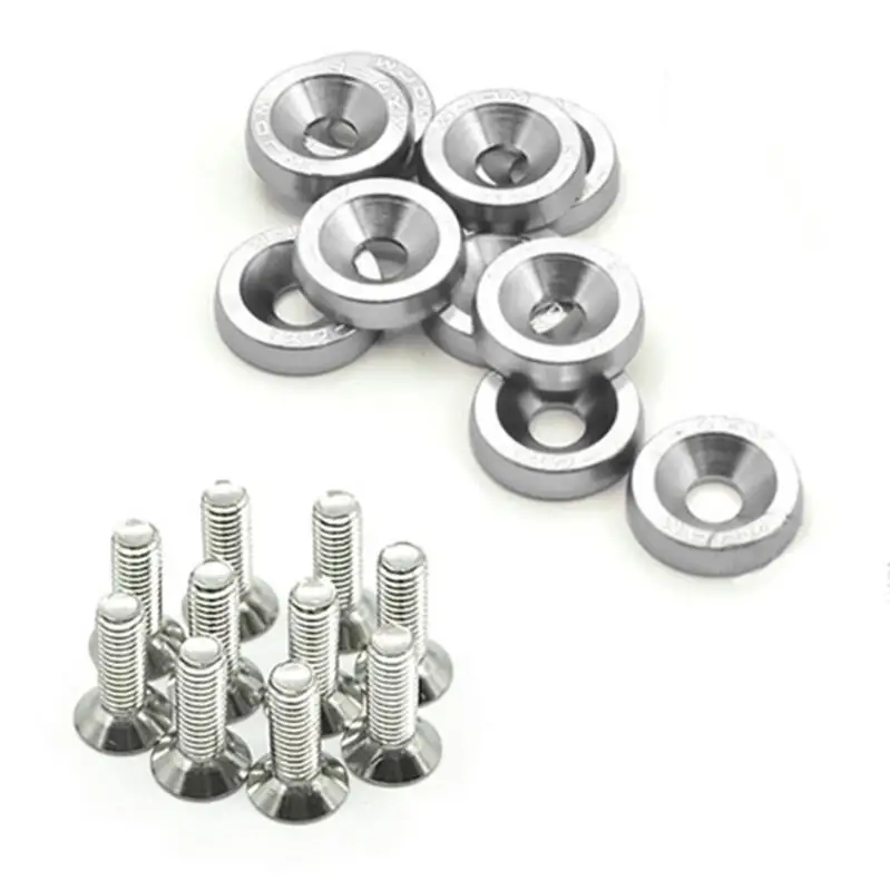 10Pcs M6X20 Auto Geändert Hex Befestigungen Kotflügel Waschmaschine JDM Stoßstange Motor Konkaven Schrauben Kotflügel Waschmaschine Lizenz Auto-styling