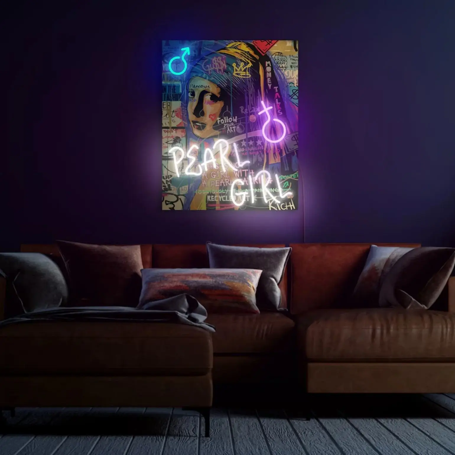 Girl With Pearl Earring Led Sign Neon Sign pop art Artwork Renaissance Neon Portrait Neon Sign Neon Sign Painting Neon Sign Art