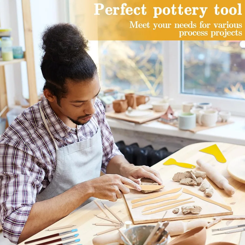 A96K-Kit Of 44 Clay Pottery Tools Accessories Modeling, Complete Set For DIY Artist, Ceramics, Crafts, Embossing Art & Modeling