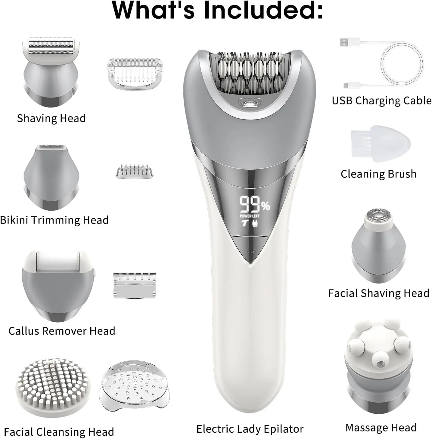 

7-in-1 Waterproof Epilator for Women – Hair Remover, Shaver, Trimmer & Exfoliator