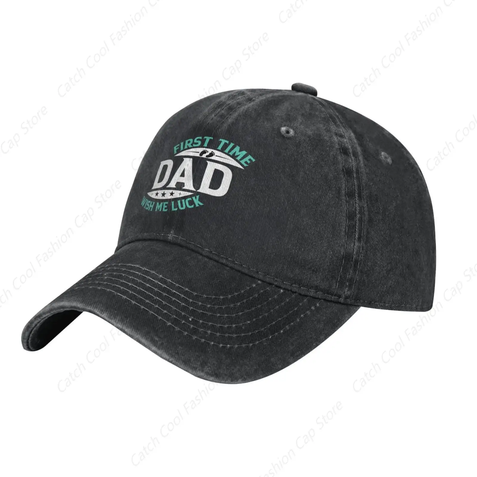 First Time Dad Wish Me Luck Trucker Hat for Men Women Denim Baseball Cap Dad Golf Hats Cotton Fashion Unisex Adjustable Sports