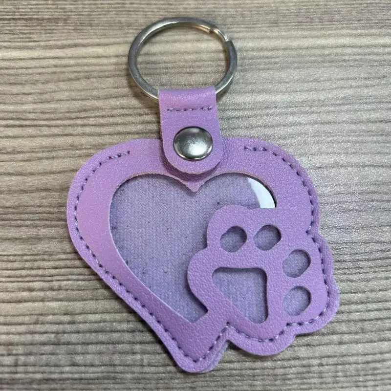 Haarsammler-Schlüsselanhänger für Haustiere, Herz-Pfotenabdruck, PU-Leder, Fotorahmen, Schlüsselring, tragbare Gedenktasche, Anhänger für Haustierliebhaber, Geschenk – Detail 4