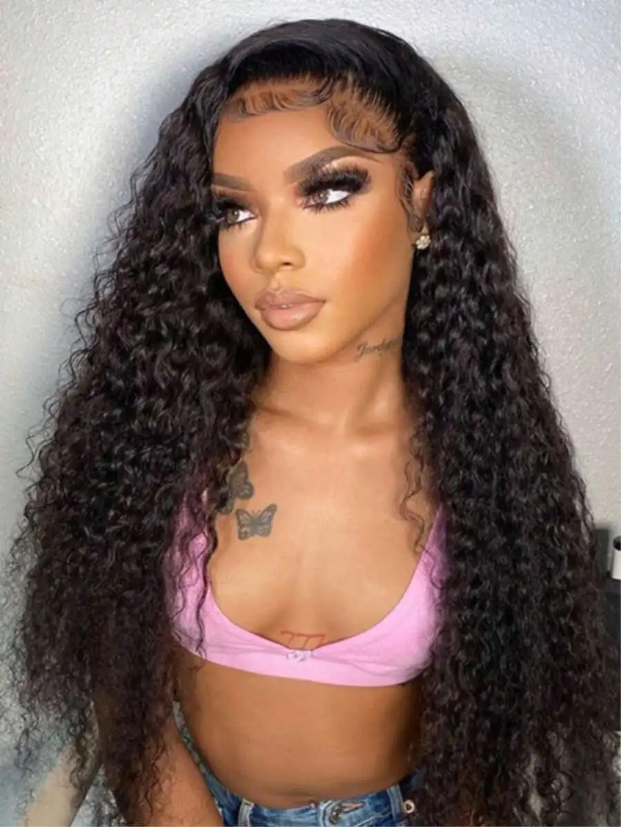 250%高密度13x6 HD透明ルーズディープウェーブレースフロントウィッグ ブラジル産40インチ42インチ13x4カールレースフロントウィッグ 女性用