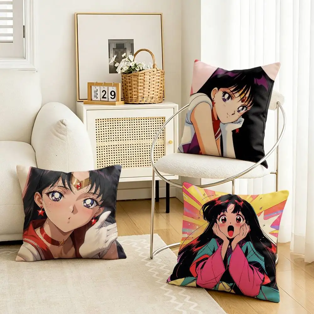 cute S-Sailor Mars Hino Rei Customizable Square Cushion Cover Double Sided Print Pillow Case