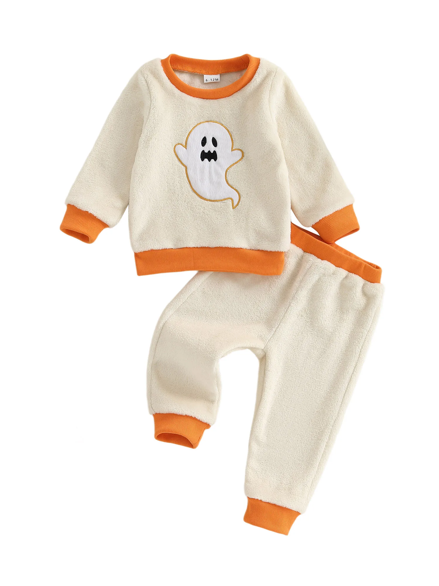 

Милый костюм на Хэллоуин для младенцев, очаровательный комплект из толстовки с вышивкой призрака и эластичных штанов для наряда из двух предметов