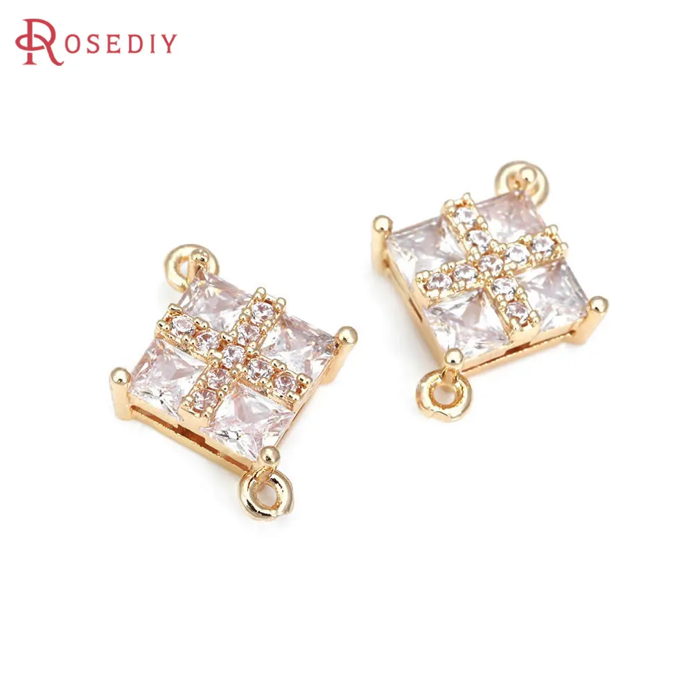 

6PCS 18K Gold Color 2 Holes Square Connect Charms Pendants High Quality Necklace Earrings Accessories Rosediy official-website