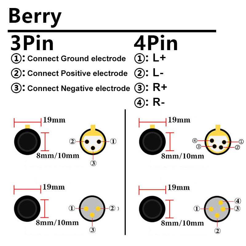 HiFi MPS Berry-W/M HiFi mosiężna wtyczka XLR 24-karatowe pozłacane żeńskie męskie armatura 3-pinowe złącze audio mikrofonu dla 8-10mm