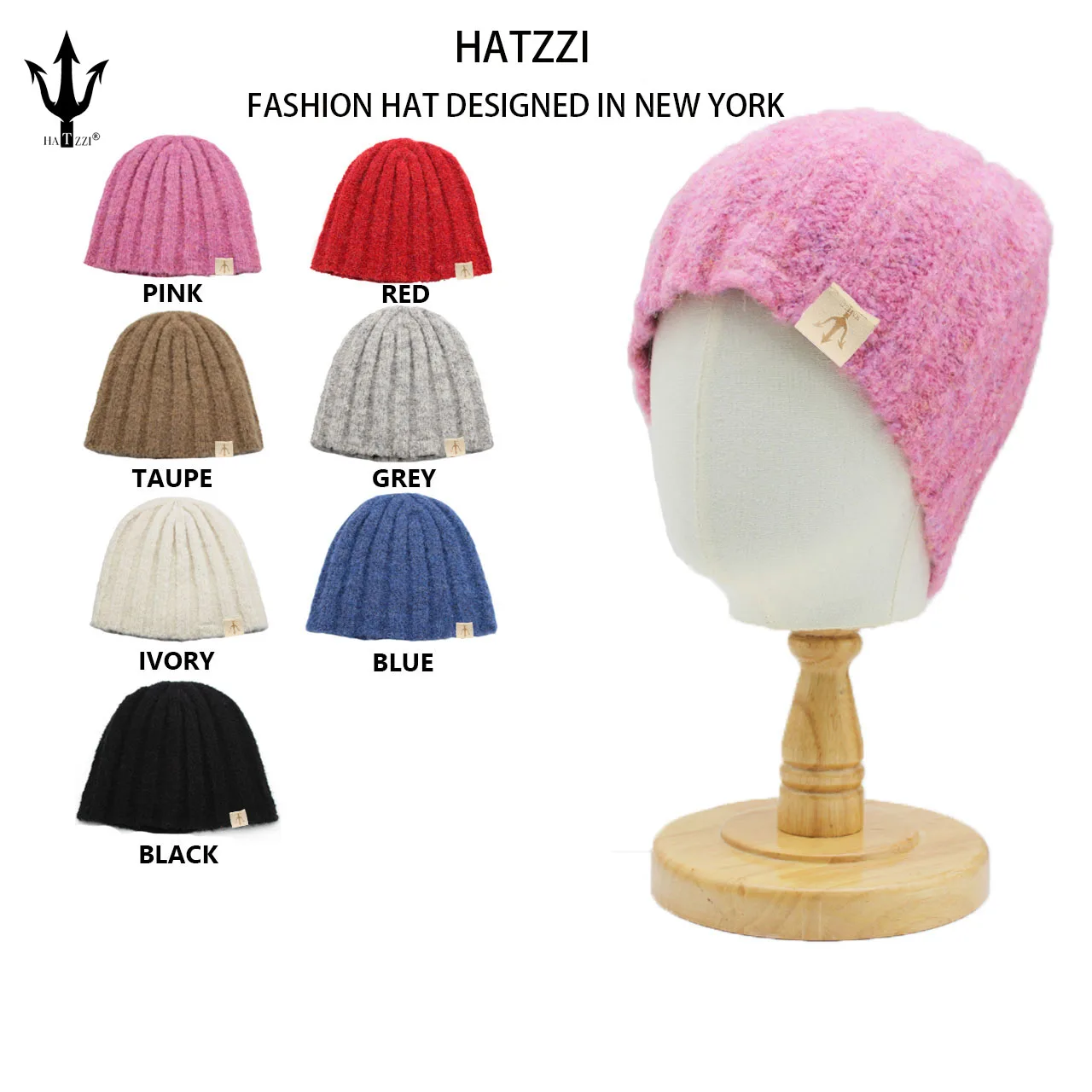 HATZZI  Special Offer Women Wool Beanie Hat Simple Solid Caps Rolled Hem Soft Winter Spring Warm