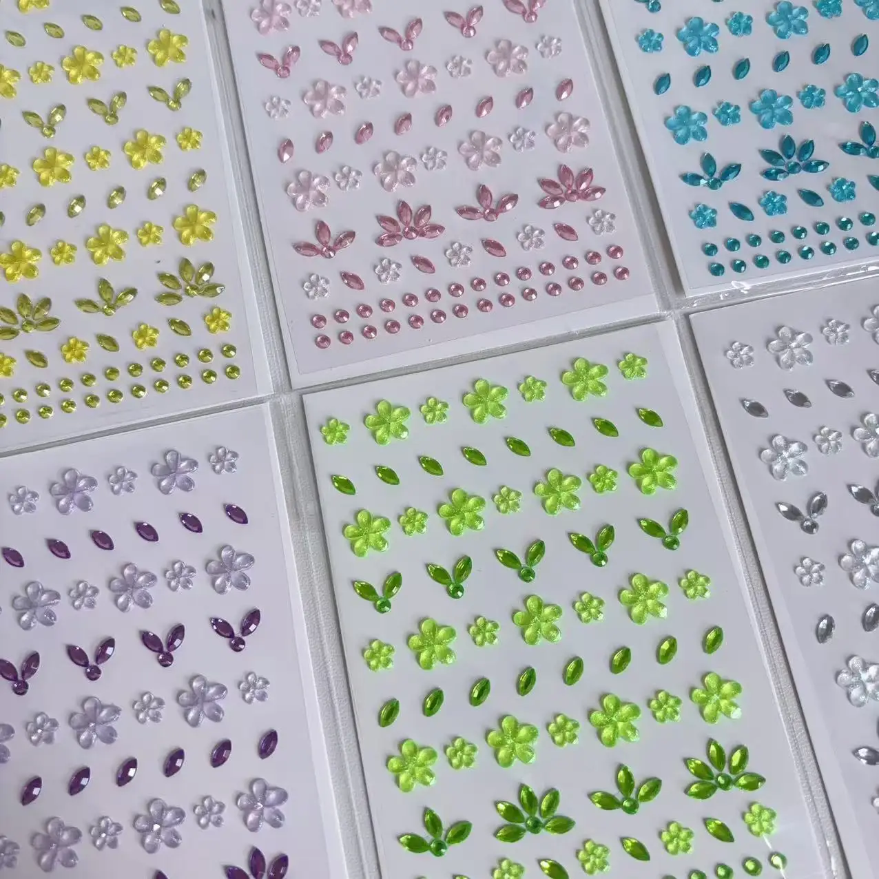 6 Six-Color Grass Stickers Diamond Decoration Children's Face Stickers Stage Dance Dress Stickers Grass Gilded Flower Glitter Po