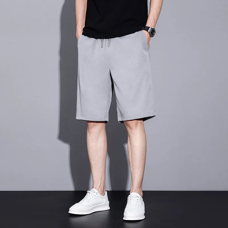 Men's Ice Silk Quick Dry Shorts Elastic Waist Casual Breathable Summer Sports Shorts