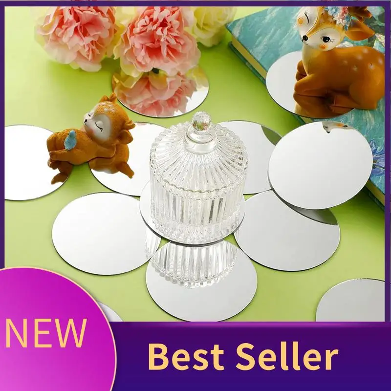ABLU-25 Pieces Acrylic Mini Size Round Mirror Adhesive Small Round Mirror Craft Mirror Tiles For Crafts (3 Inch In Diameter) Dur