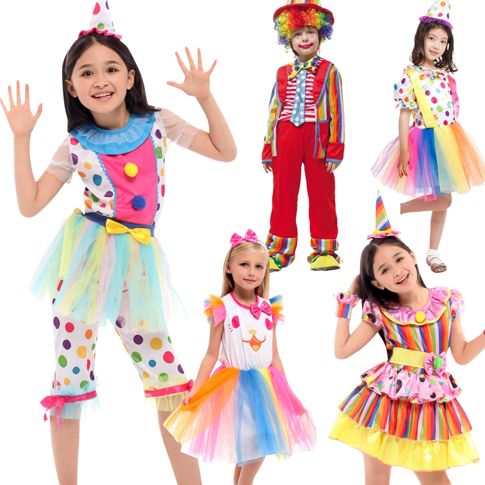 Stage performance personalized dresses suitable for girls, kids funny joker cosplay sets for various themed parties/festival