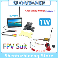 SLONWAKE 5.8g IPS HD 600cd/m2 Screen 7 INCH Monitor 1024*600 with Long Range Transmitter 1000mW adjustable and 700TVL Camera