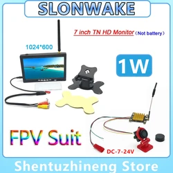 SLONWAKE 5,8g IPS HD 600cd/m2 7-calowy monitor 1024*600 z nadajnikiem dalekiego zasięgu 1000 mW z możliwością regulacji i kamerą 700TVL