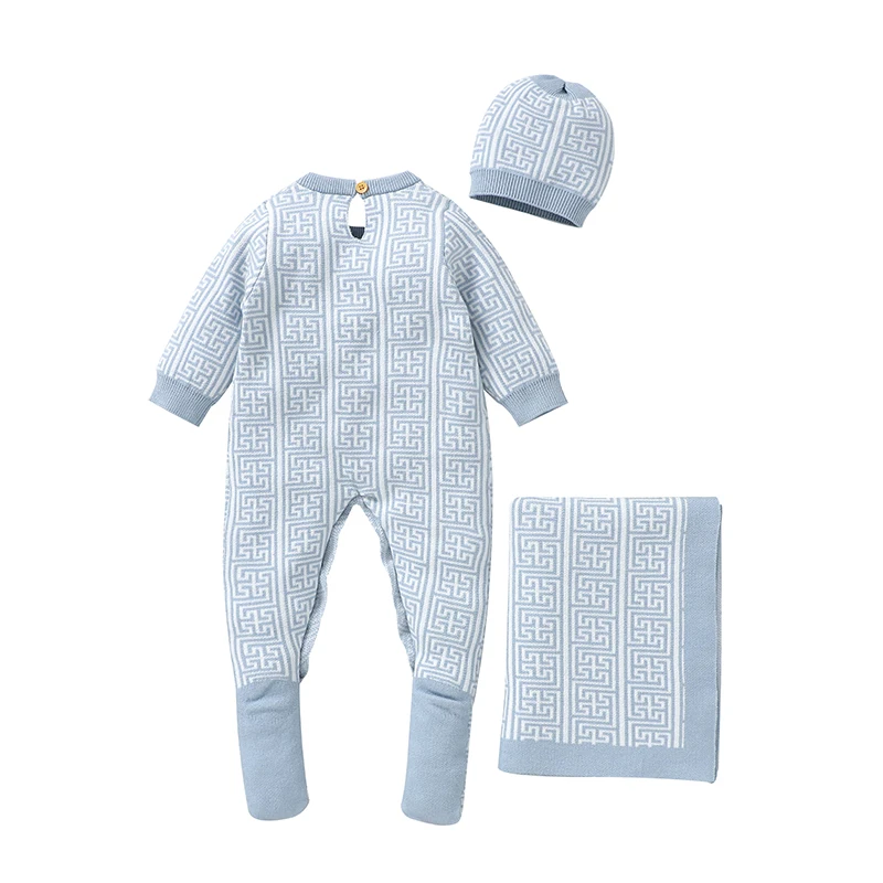 Baby Rompers+Blankets Set Winter Casual Outwear Newborn Boys Girls Long Sleeve Jumpsuits Autumn Infant Unisex Clothes 0-12m Knit