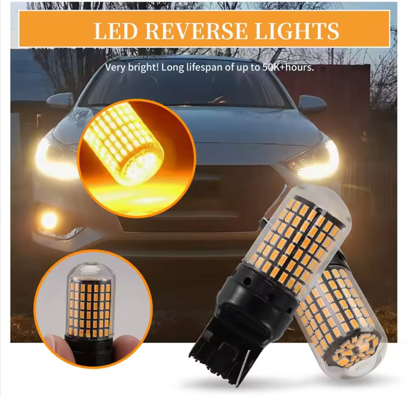 

2XT20 7440 LED Amber Canbus 3014 144SMD Error Free Car Turn Light NO Hyperflash