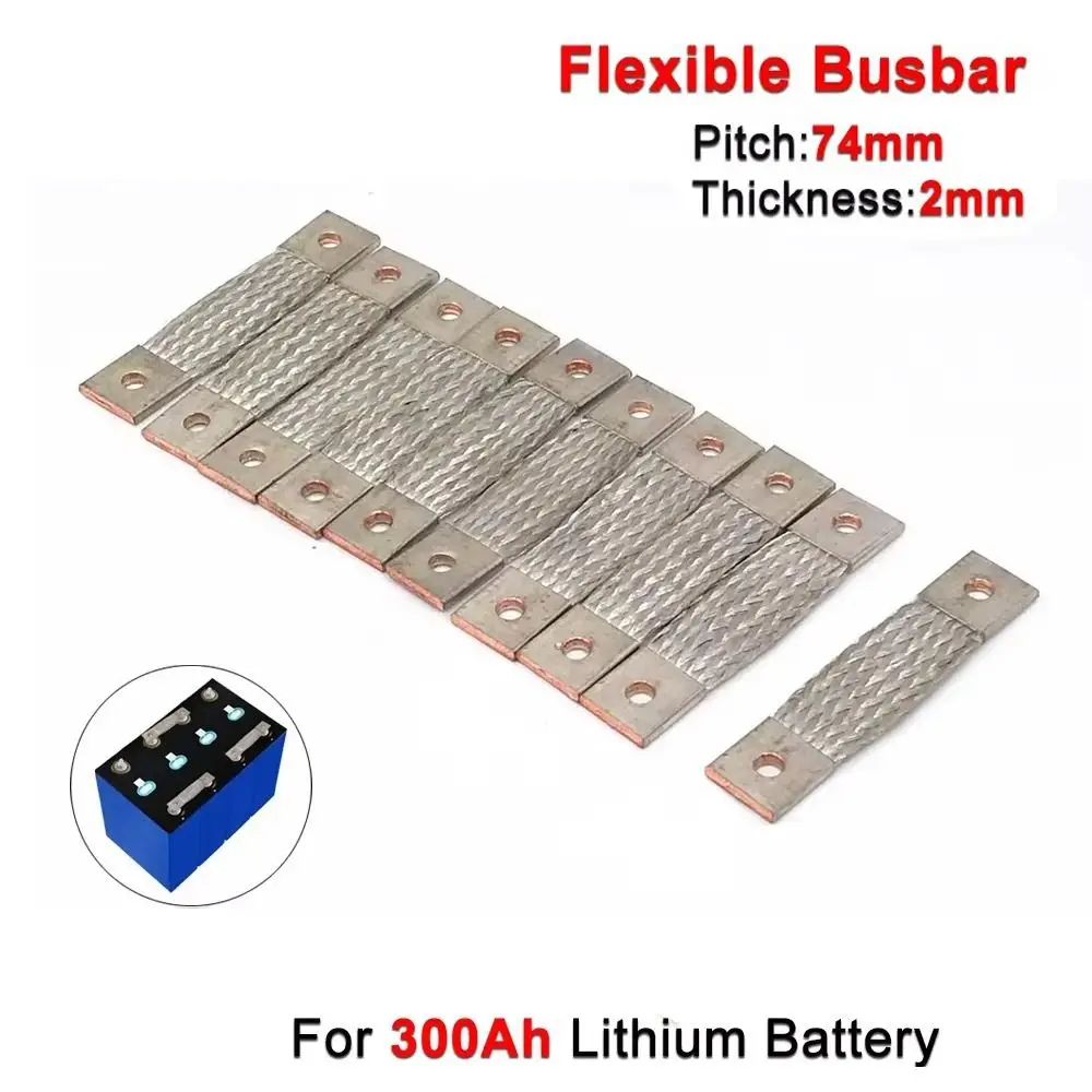New 300Ah Battery Cells Connector 74mm Pitch Screw 6 Copper Connecter Flexible Busbar