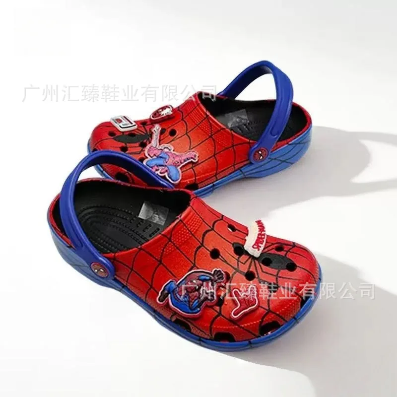 Spider-Man Clogs Slipper with 3D Shoe Charms Eva Breathable Sandal Adjustable Heel Strap Non-Slip Beach Pool Summer Slip-On Shoe