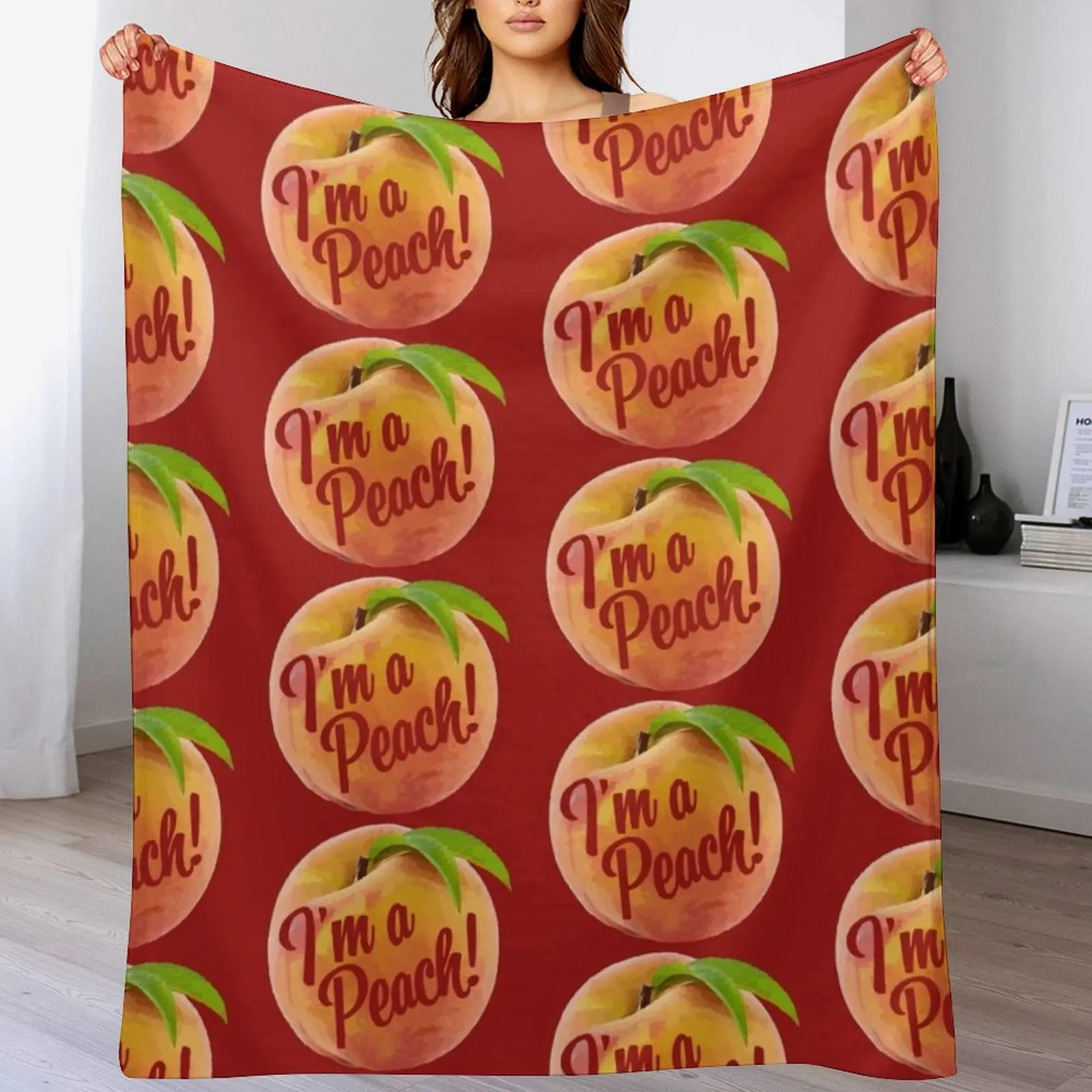 

I'm a Peach Throw Blanket Flannel Custom Large Plaid Blankets