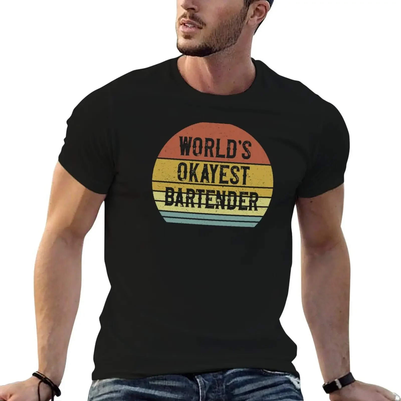 

World's Okayest Bartender T-Shirt sports fans designer shirts men workout shirt