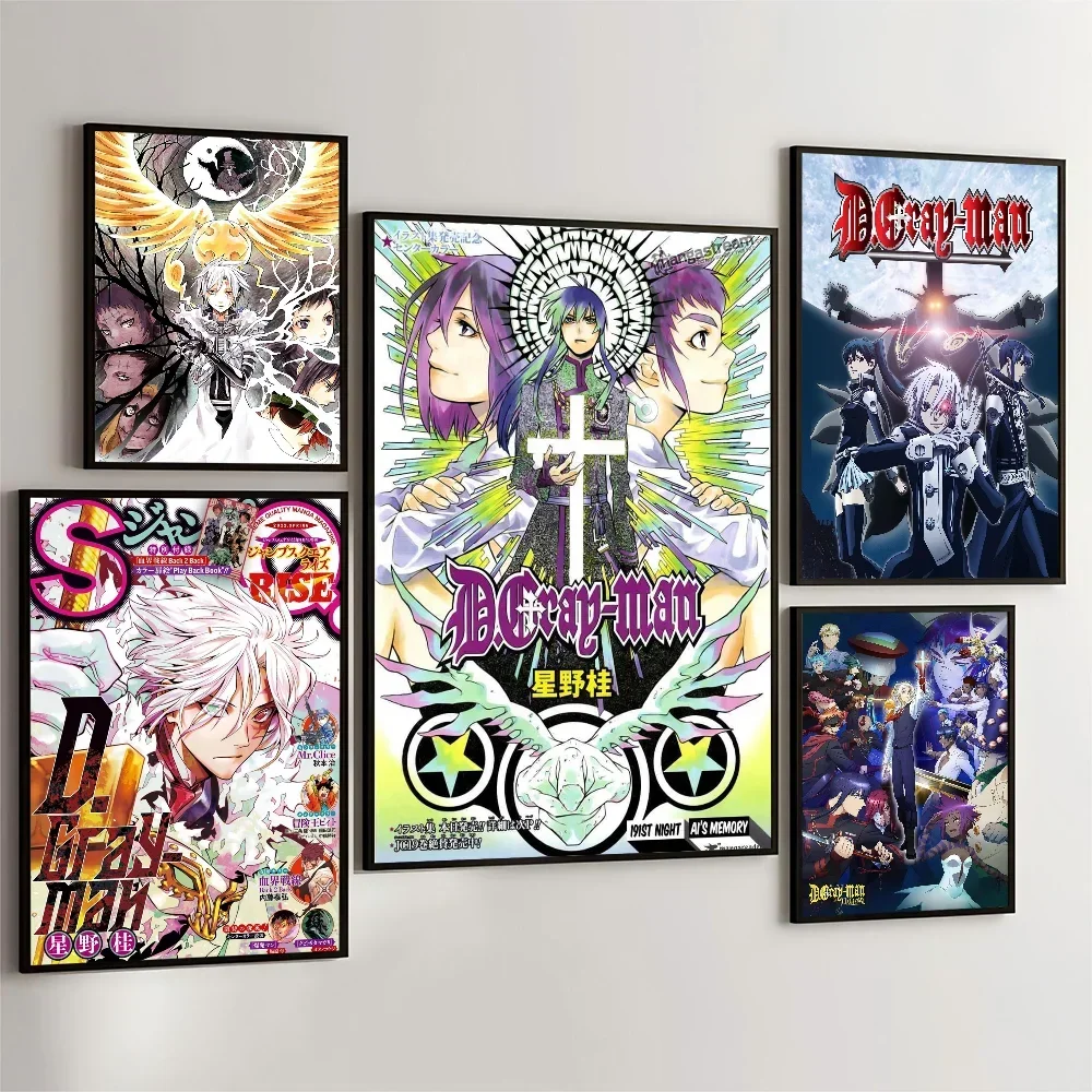 Póster de Anime de hombre gris D, carteles adhesivos de película, Retro pegatina de papel Kraft, pintura de pared de arte estético DIY para habitación, Bar y cafetería, 1 unidad