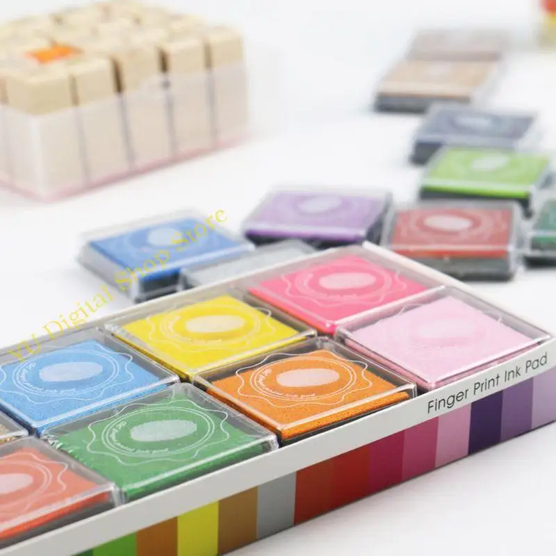 

96ba 20 Colors Pad Diy ScrapBooking Альбом по рисованию пальцев чернокожие марки запечатывание для детей