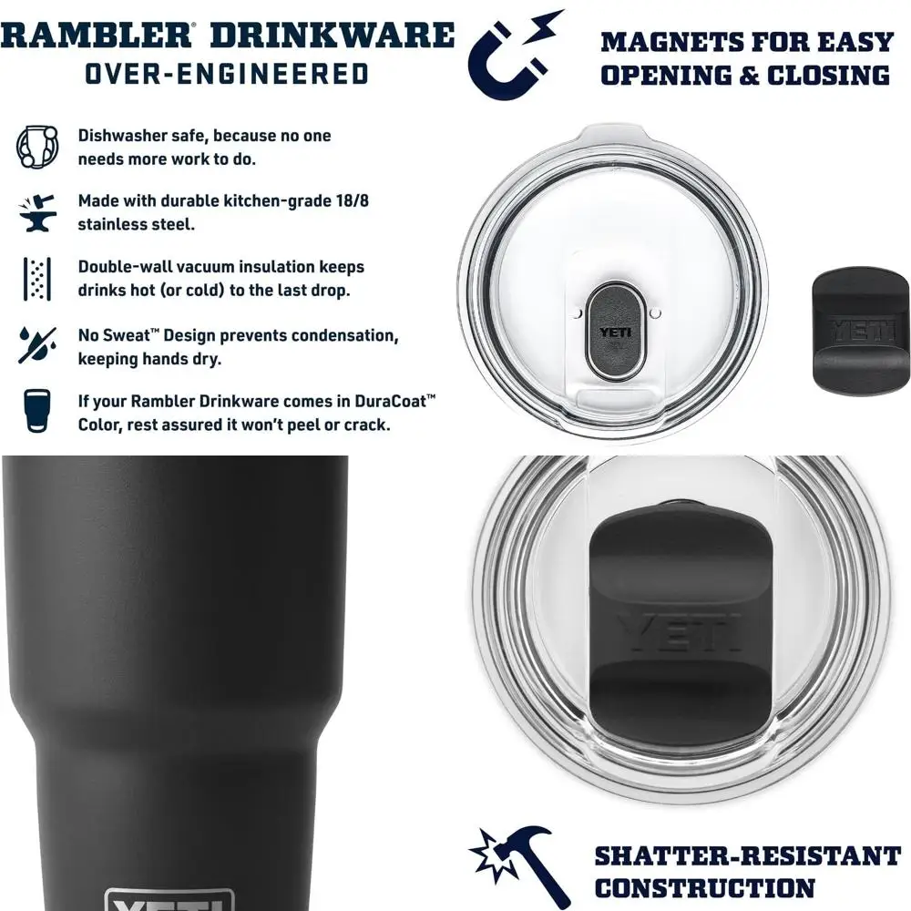 

Стакан из нержавеющей стали с вакуумной изоляцией и магнитной крышкой-ползунком, 30 унций, черный