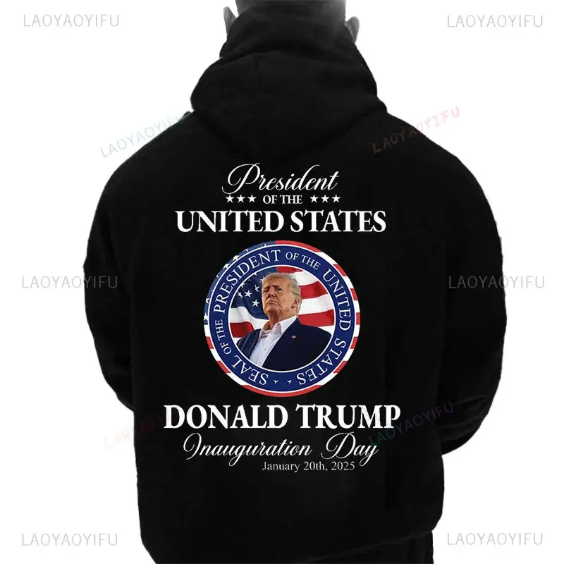 Trump Inauguration Day January 20TH 2025 Unisex Hoodie 2024 Christmas Trump Streetwear We Won Hooded Celebrate Pullovers