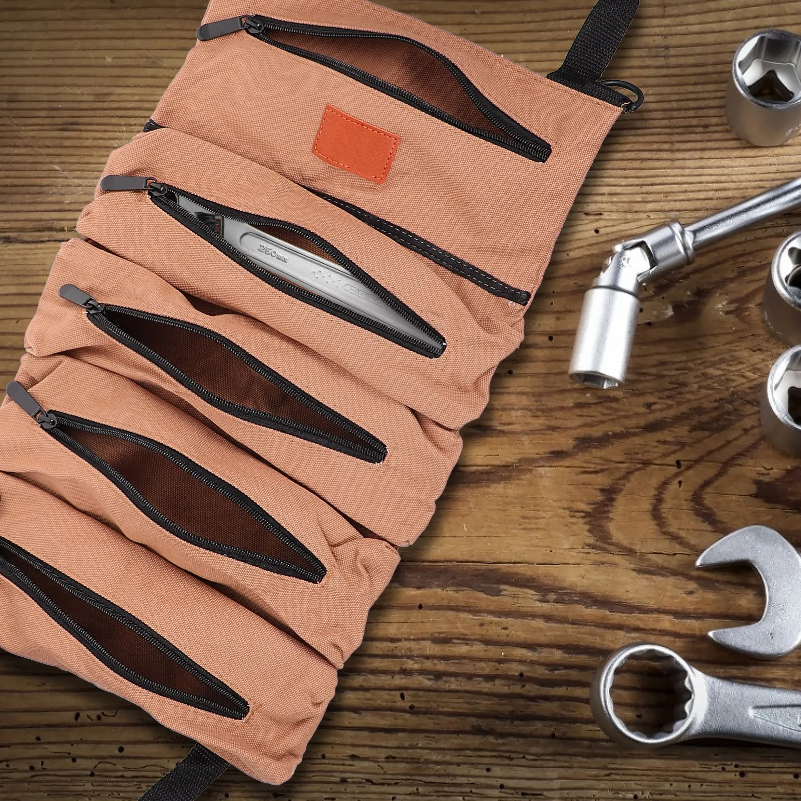 1Pcs Tool Bag Large Capacity Folding Tool Pouch with Zipper for Outdoor Work Electrician Package Hanging Storage Bag