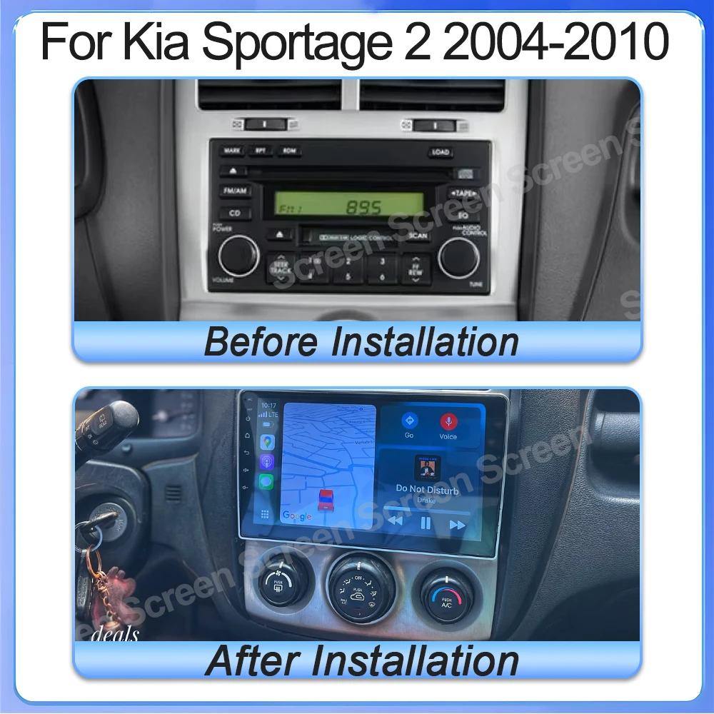 2Din Android 16 For Kia Sportage 2 2004 - 2010 Multimedia Player Navigation Carplay Stereo DVD Mirror Link Stereo Head Unit WIFI