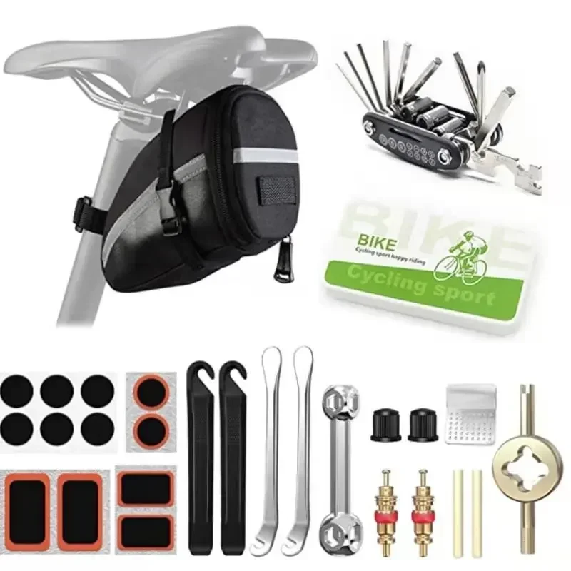 AliExpress NONE Multifunction Bicycle Repair Tool Kit Saddle Bag Cycling Seat Pack MTB Bike Accessories with Inner Tire Patches & Tire Lever Set
