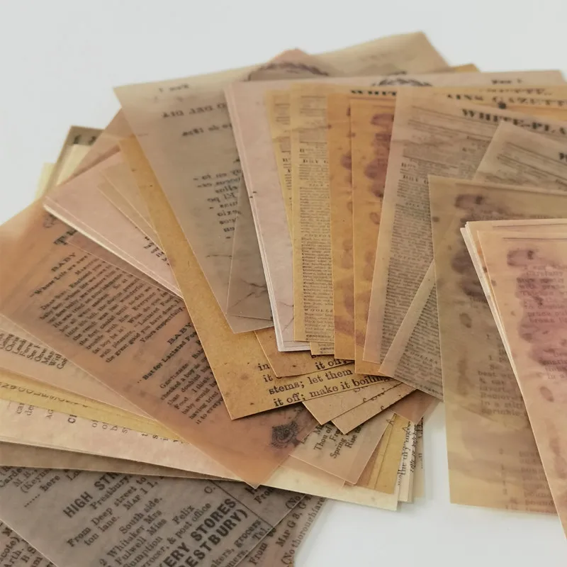 Vintage Junk Journal Planner Material Paper Retro Old Newspaper Letters Text Background Paper Decorative DIY Craft Photo Album