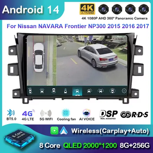 Imagen 2 del producto Android 15 para Nissan NAVARA Frontier NP300 2015 2016 2017 reproductor de coche vídeo navegación Radio Multimedia WiFi Bluetooth GPS DVD