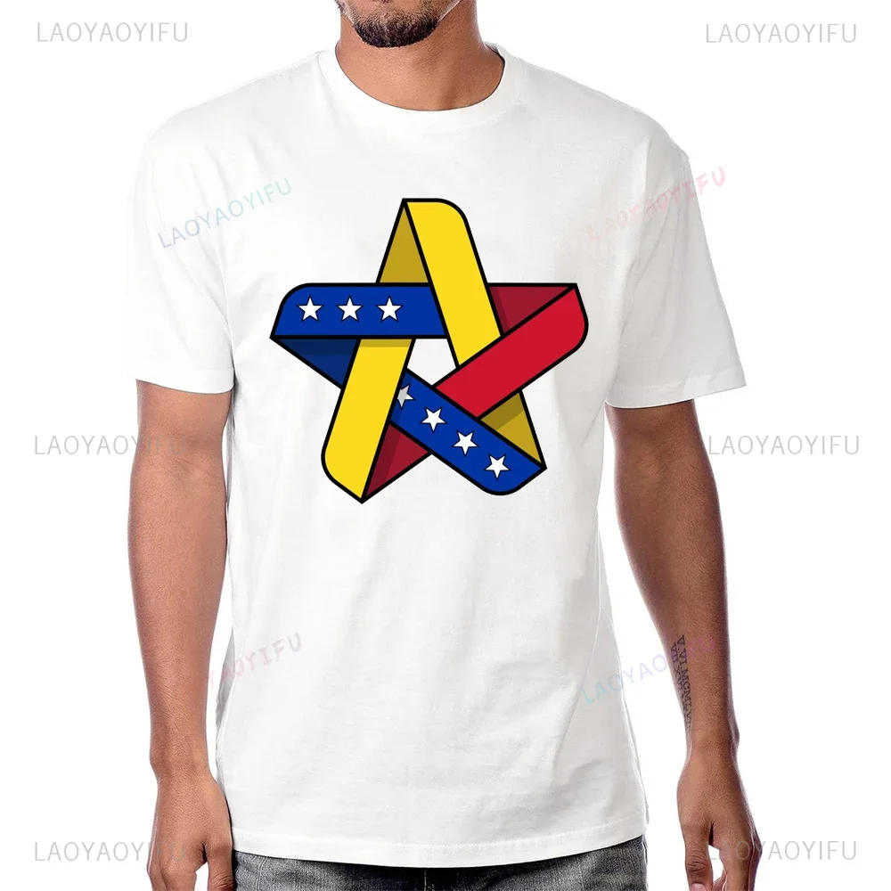 Venezuela Colours Line Venezuelians Flag Map Graphic Tshirt Casual Streetwear Hip Hop Short Sleeve T Shirt Breathe Comfort Tees