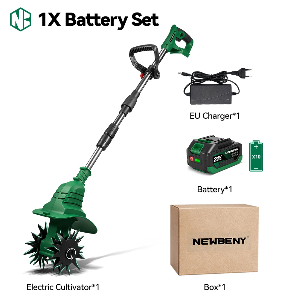 NEWBENY 1800W Elektrische Tiller Cultivator Draadloze Draagbare Grastrimmer Tuin Bodem Draaigereedschap voor Makita 21V Batterij Pin