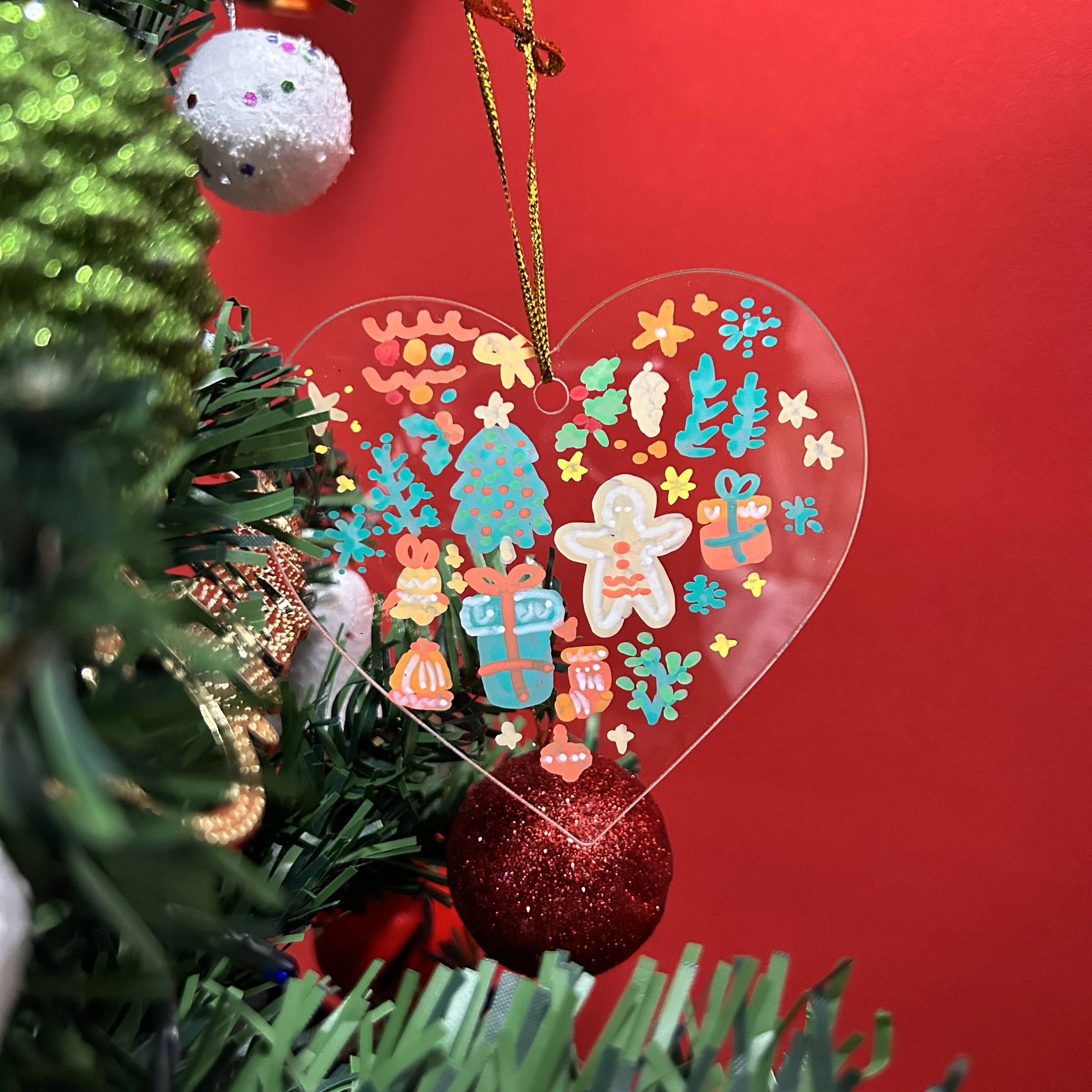 Limpar Em Branco Acrílico Enfeites De Natal, DIY Coração Ornamentos, Decorações De Árvore De Natal, 3.03in X 3in, 50PCs