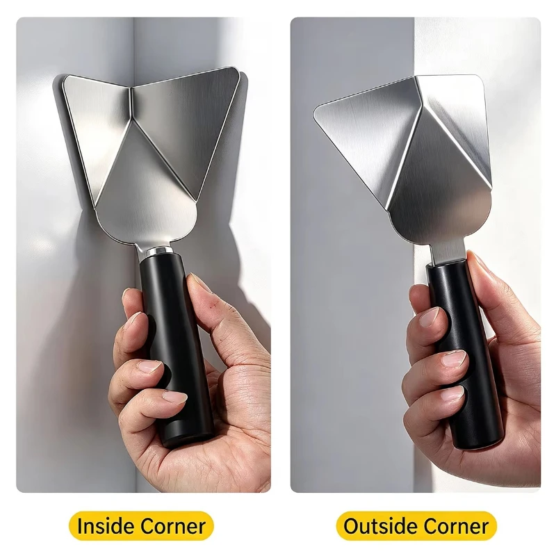 1PC 2 In 1 Drywall Corner Finishing Tool Stainless Steel Putty Knife Inside Outside Plaster Wall Scraper Smoothing