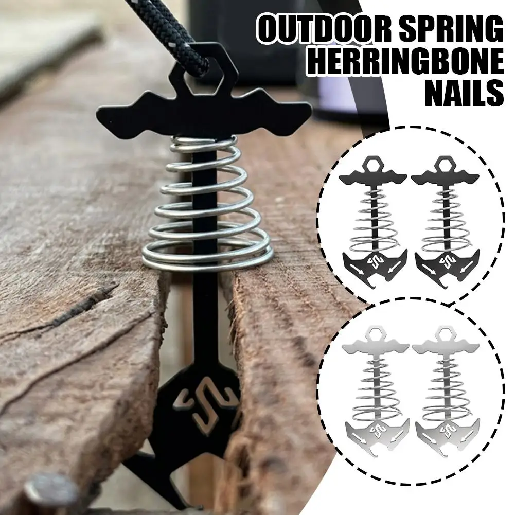 CLS Spring Fishbone Deck Anchor Multi‑Function Tent Tarp Guy Line Fastener With Bottle Opener For Wooden Deck Camping Outdoor