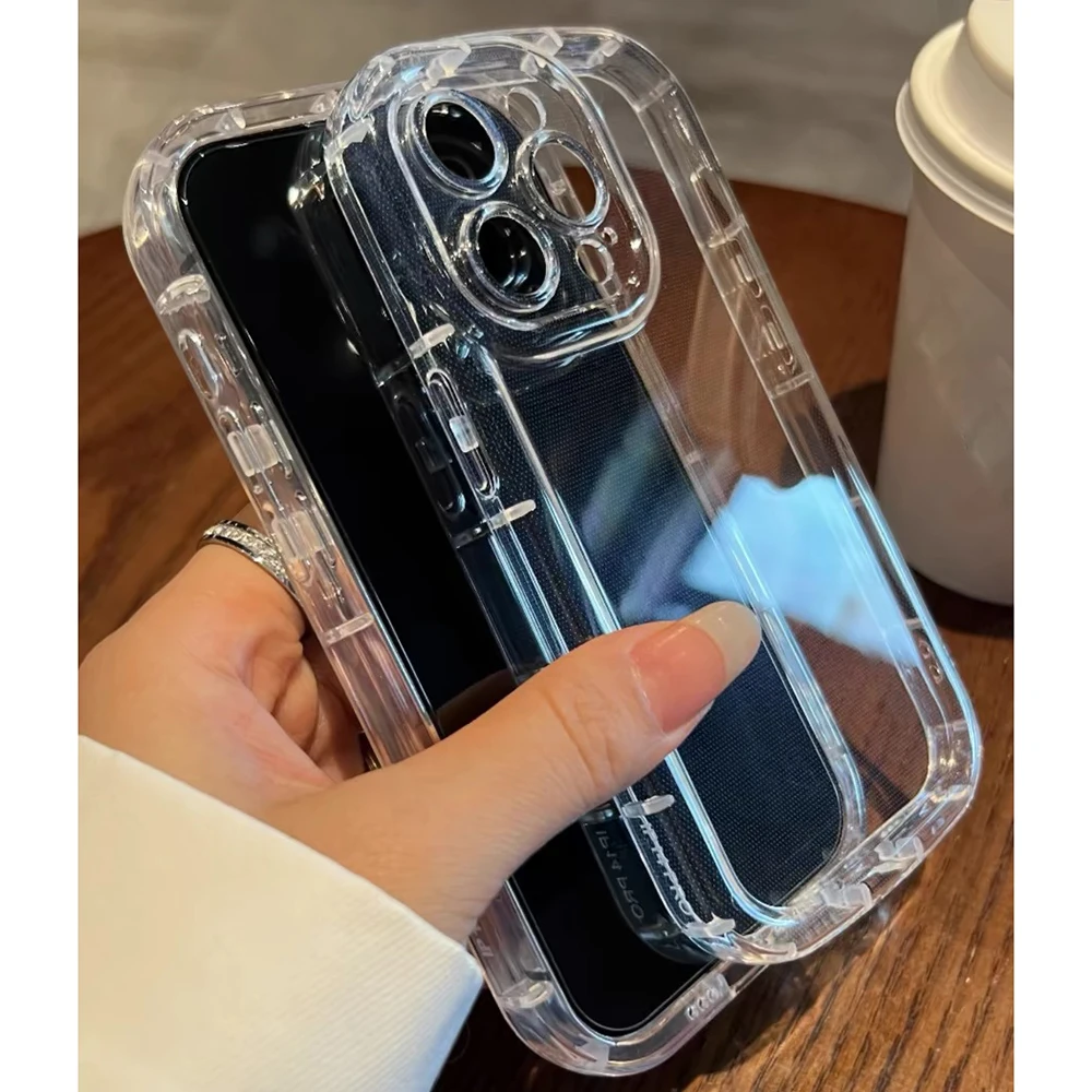 Luxury Shockproof Clear Phone Case For iPhone 11 12 13 14 15 Pro Max X XS XR 8 7 6 Plus Silicone Bumper Transparent Back Cover