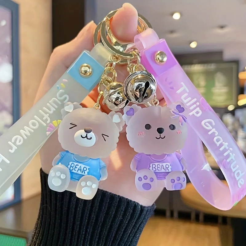 4pcs/set Girl's Jelly Bear Keychain,Cute Cartoon Resin Doll Keychain for Girls - Ideal Gifts for Backpacks and Cars