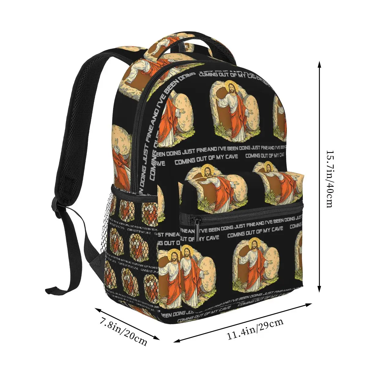 Jesus Coming Out Of My Cave And I Have Been Doing Just Fine Cage Killers Backpack School Bag Daypack Bookbag Shoulder Bags