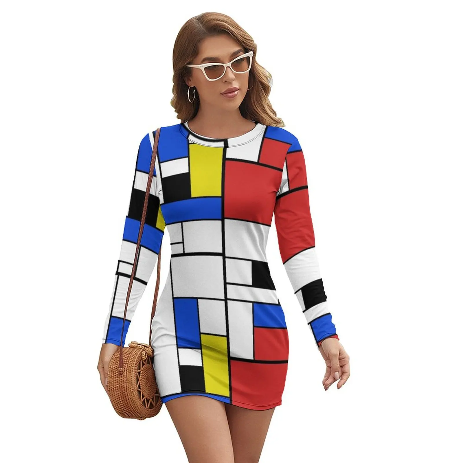 

Mondrian Lines Long-sleeved Dress elegant dress summer dresses ladies 2024