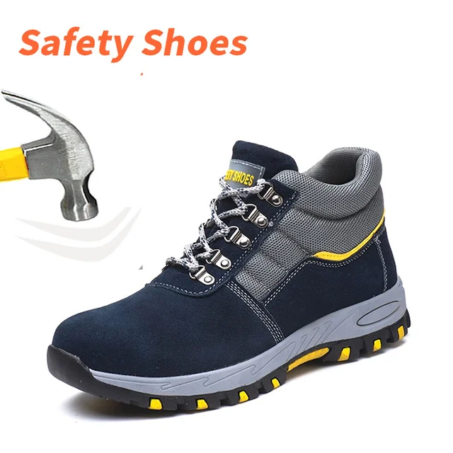 Safety shoes four seasons men work safety boots leather steel toe protection with iron high male AliExpress