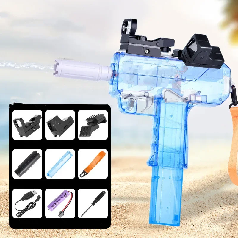 Uzi Electric Burst Water Gun Children\'s Powerful Water Gun Blasters Toy Fully Automatic Range Long Spray Outdoor Toy Water Gun