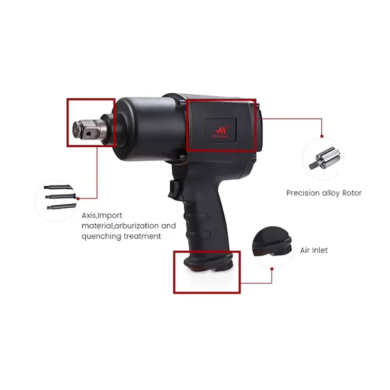 Heavy Duty 3/4 Inch Pneumatic Impact Wrench High Torque Air Tool for Truck Maintenance Durable Industrial Grade Socket Driver