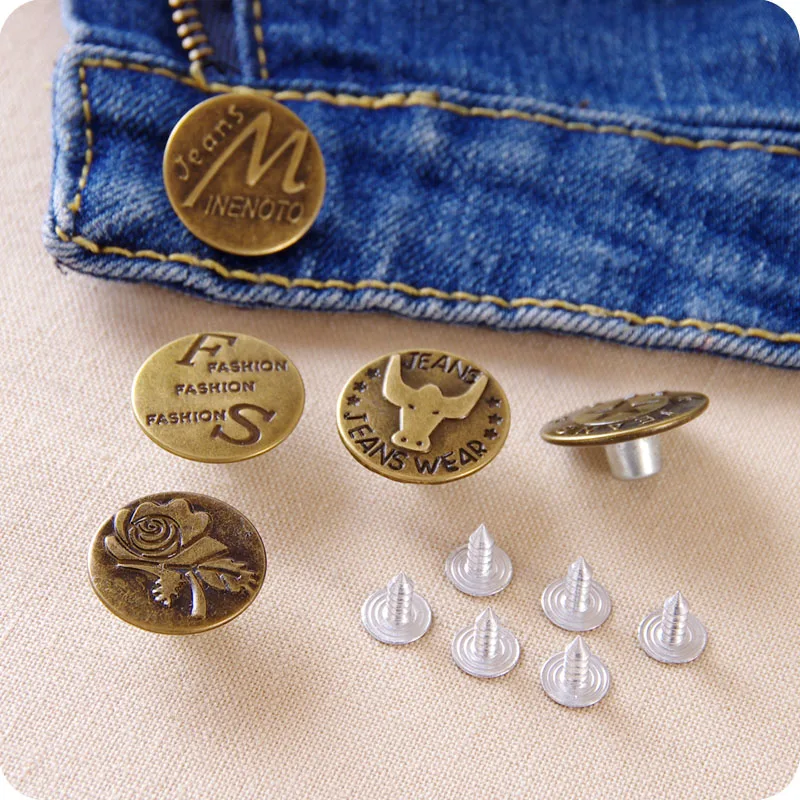 10pcs Bronze Fashion Metal Jeans Button Men and Women Denim Trousers Pants Buttons  for Clothing Sewing Accessories image 3