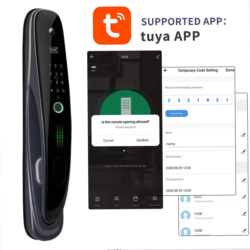 biometric electronic ttlock tuya wifi digital fingerprint smart door lockHot sale Fingerprint lock Camera