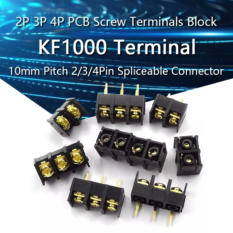 5PCS KF1000 2P 3P 4P PCB Screw Terminals Block Connector 10mm Pitch 2/3/4Pin Spliceable Screw Terminal Block Wire Connector