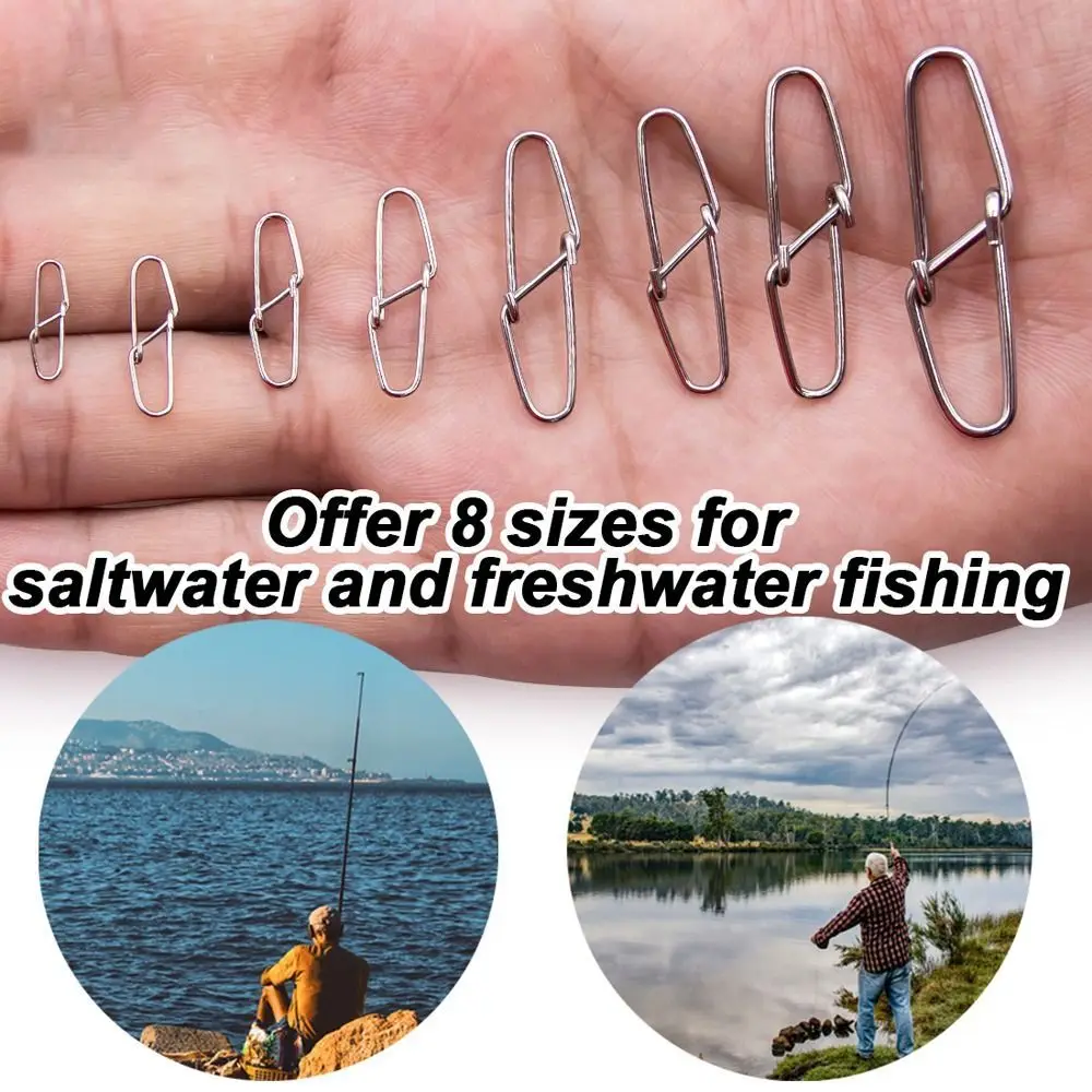 

100PCS Double Buckle Design Fishing Swivel Snap Strong Pulling Force 15mm-38mm Fishing Lure Pin Not Easily Detached